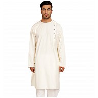 Designer round neck kurta with side slits- Cream Designer round neck kurta with side slits- Cream